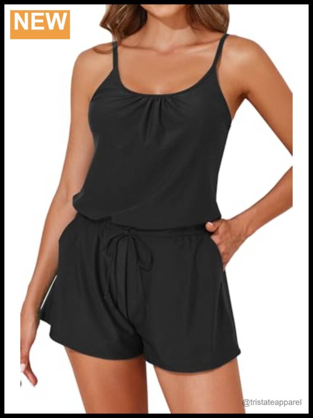 Smismivo Women's One Piece Romper Swimsuit with Shorts, Mesh Pockets, Tummy
